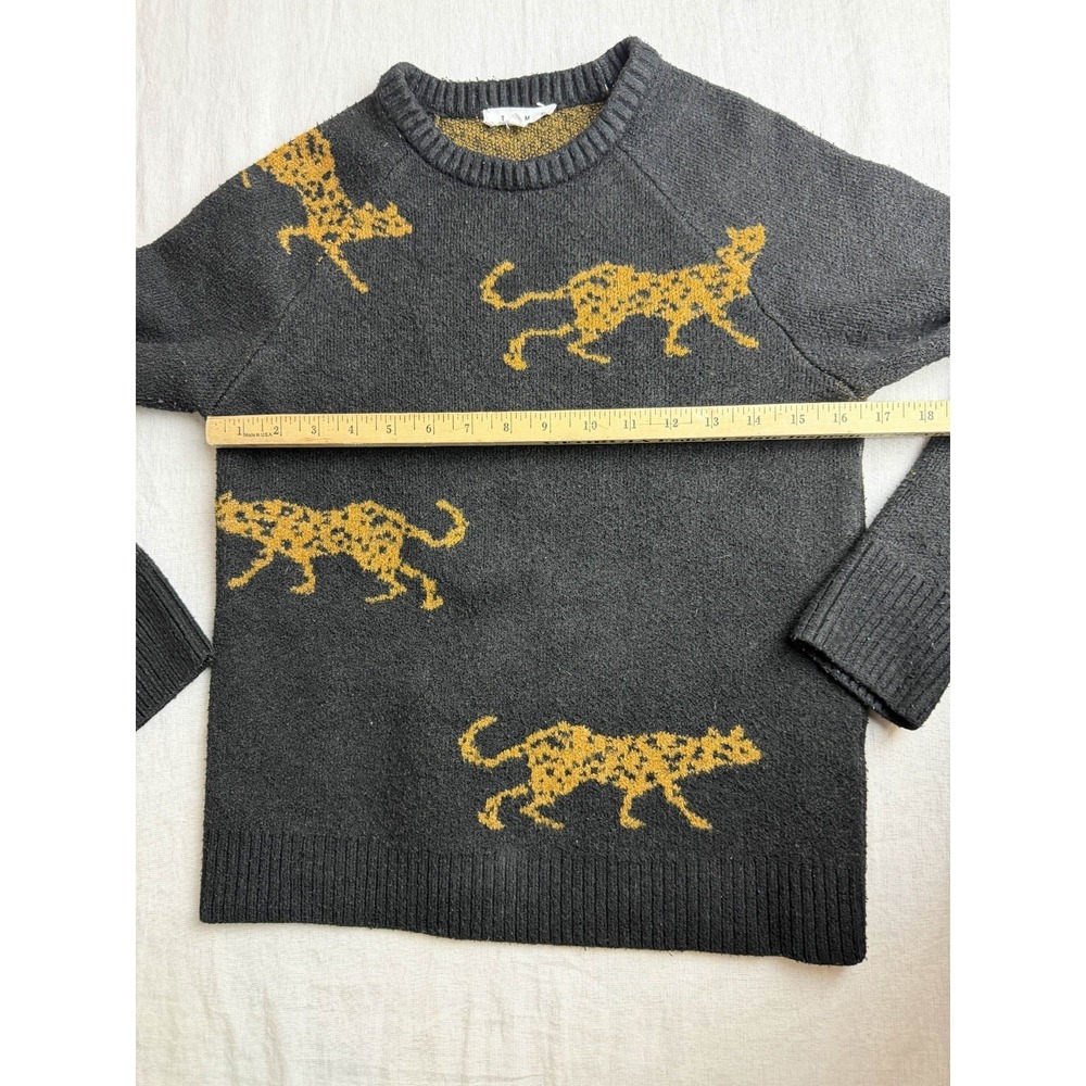 THML Sweater Womens S Cheetah Print Black Gold Mob Wife Boho Glam Indie Sleaze - Picture 4 of 7